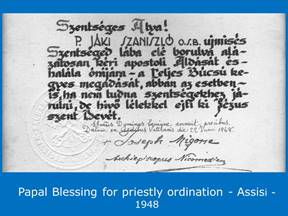 Papal blessing for priestly ordination