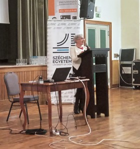 Szoboszlai-Kiss Katalin during his talk.